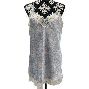 Vintage‎ Body Chic Lace Pink Lace Trim Slip Dress  Nylon Tricot Fabric Sz 38